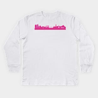 Amsterdam skyline pink Kids Long Sleeve T-Shirt